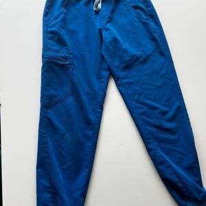 Figs Blue Cargo Pants with Elastic Waistband and Relaxed Fit